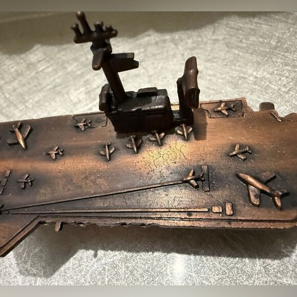 Vintage Aircraft Carrier Ship Pencil Sharpener – Bronze Tone – New - Picture 9 of 17